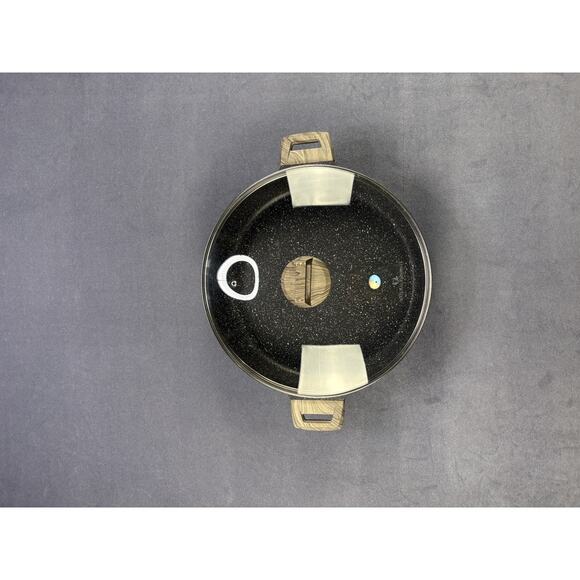 Natural Elements WoodStone Saute Frying Pan Glass-Lid Double Wooden Handle 14" - Picture 2 of 10